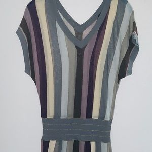 Ethic Multicolored Short Sleeve V Neck Dress